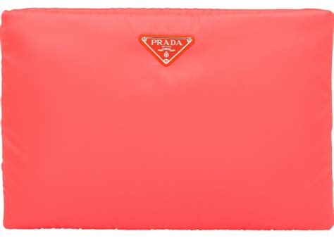 prada clutch padded nylon medium orange